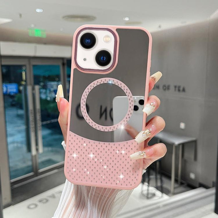 Funda magnética para teléfono con superficie de espejo de cristal y diamantes de imitación, For iPhone 14 Plus, For iPhone 14, For iPhone 14 Pro, For iPhone 14 Pro Max, For iPhone 13 Pro Max, For iPhone 13 Pro, For iPhone 13, For iPhone 12             ...