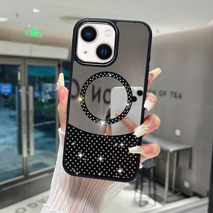 Funda magnética para teléfono con superficie de espejo de cristal y diamantes de imitación, For iPhone 14 Plus, For iPhone 14, For iPhone 14 Pro, For iPhone 14 Pro Max, For iPhone 13 Pro Max, For iPhone 13 Pro, For iPhone 13, For iPhone 12             ...