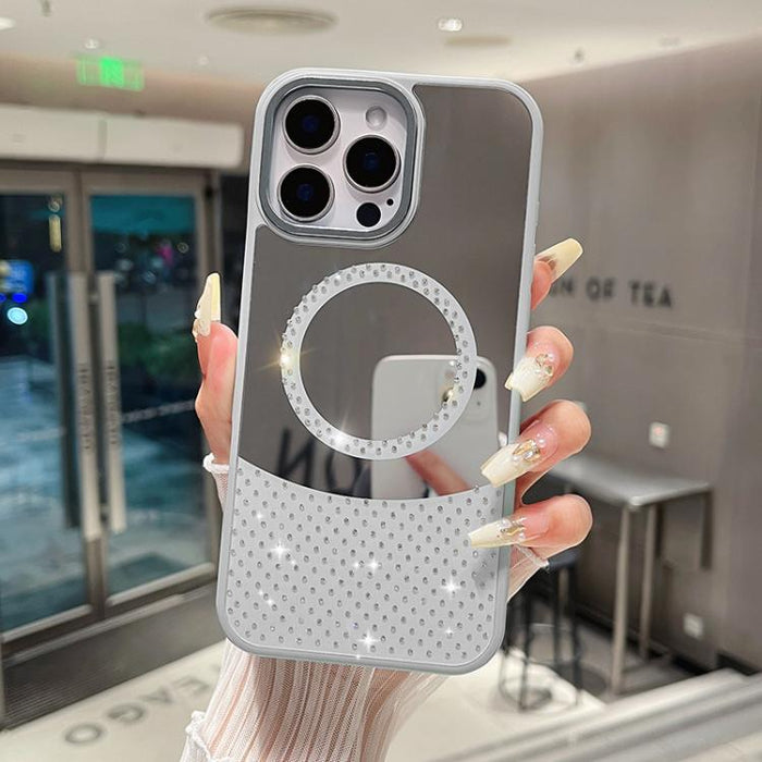 Funda magnética para teléfono con superficie de espejo de cristal y diamantes de imitación, For iPhone 14 Plus, For iPhone 14, For iPhone 14 Pro, For iPhone 14 Pro Max, For iPhone 13 Pro Max, For iPhone 13 Pro, For iPhone 13, For iPhone 12             ...