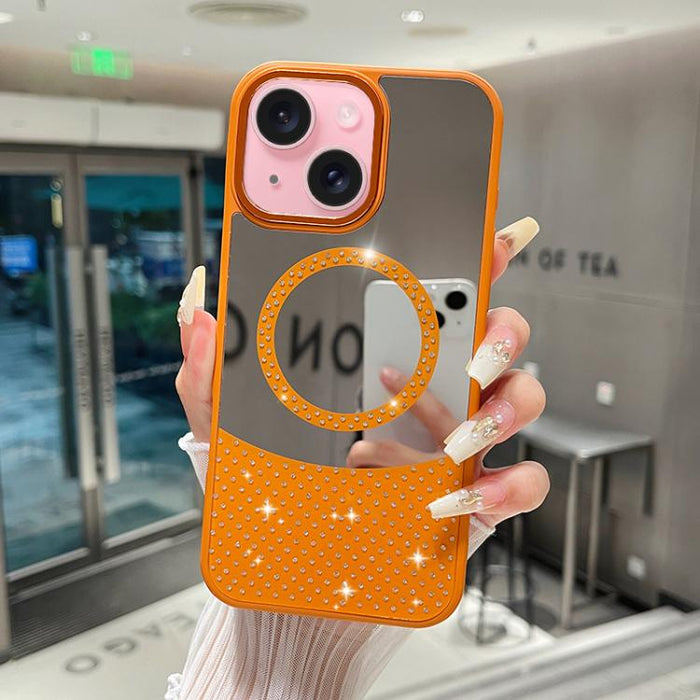 Funda magnética para teléfono con superficie de espejo de cristal y diamantes de imitación, For iPhone 17 Pro Max, For iPhone 17 Pro, For iPhone 17, For iPhone Air, For iPhone 16 Pro Max, For iPhone 16 Pro, For iPhone 16 Plus, For iPhone 16            ...