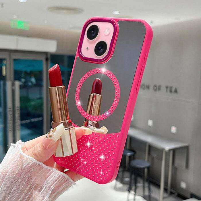 Funda magnética para teléfono con superficie de espejo de cristal y diamantes de imitación, For iPhone 17 Pro Max, For iPhone 17 Pro, For iPhone 17, For iPhone Air, For iPhone 16 Pro Max, For iPhone 16 Pro, For iPhone 16 Plus, For iPhone 16            ...