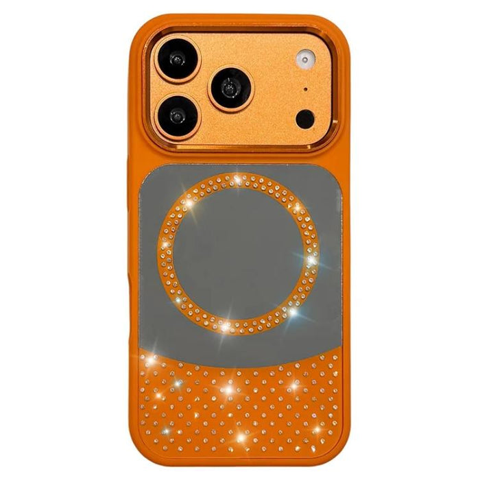 Funda magnética para teléfono con superficie de espejo de cristal y diamantes de imitación, For iPhone 17 Pro Max, For iPhone 17 Pro, For iPhone 17, For iPhone Air, For iPhone 16 Pro Max, For iPhone 16 Pro, For iPhone 16 Plus, For iPhone 16            ...