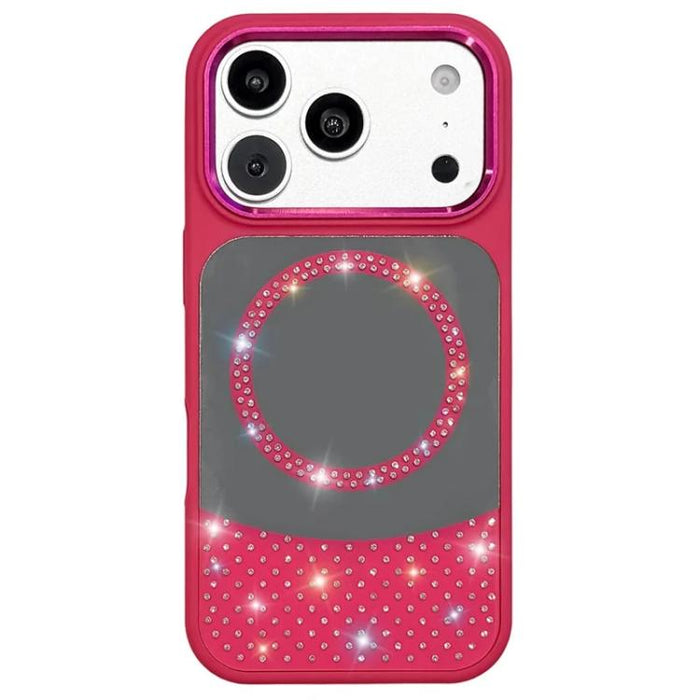 Funda magnética para teléfono con superficie de espejo de cristal y diamantes de imitación, For iPhone 17 Pro Max, For iPhone 17 Pro, For iPhone 17, For iPhone Air, For iPhone 16 Pro Max, For iPhone 16 Pro, For iPhone 16 Plus, For iPhone 16            ...