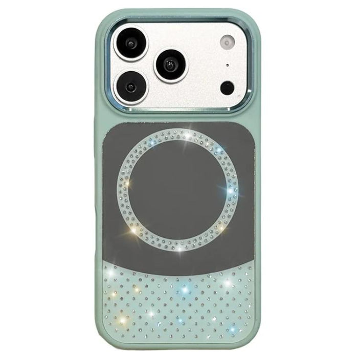 Funda magnética para teléfono con superficie de espejo de cristal y diamantes de imitación, For iPhone 17 Pro Max, For iPhone 17 Pro, For iPhone 17, For iPhone Air, For iPhone 16 Pro Max, For iPhone 16 Pro, For iPhone 16 Plus, For iPhone 16            ...
