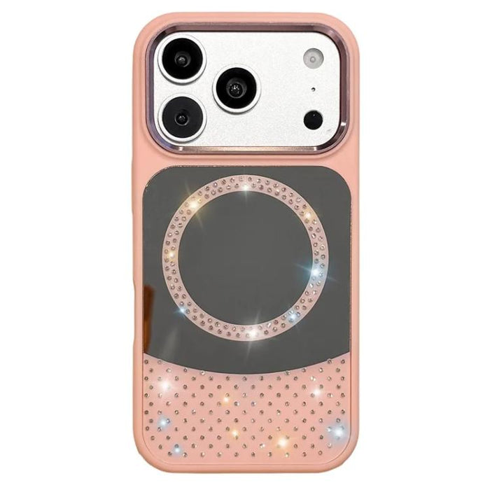 Funda magnética para teléfono con superficie de espejo de cristal y diamantes de imitación, For iPhone 17 Pro Max, For iPhone 17 Pro, For iPhone 17, For iPhone Air, For iPhone 16 Pro Max, For iPhone 16 Pro, For iPhone 16 Plus, For iPhone 16            ...