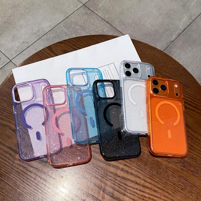 Funda para teléfono magnética transparente con purpurina y resistente a los golpes, For iPhone 17 Pro Max, For iPhone 17 Pro, For iPhone 17, For iPhone 16 Pro Max, For iPhone 16 Pro, For iPhone 16 Plus, For iPhone 16, For iPhone 15 Pro Max             ...