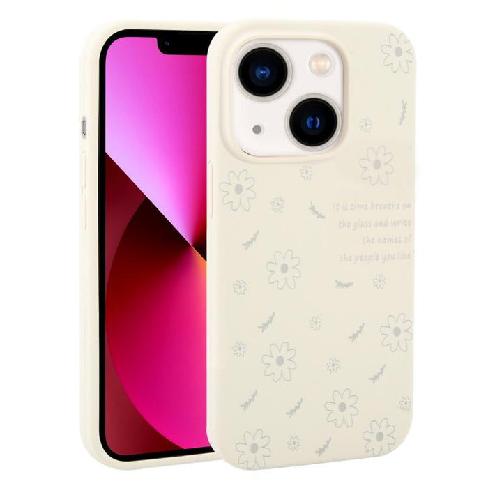 Funda de silicona líquida con estampado floral de margaritas y agujeros grandes para teléfono, For iPhone 13 Pro Max, For iPhone 13 Pro, For iPhone 13, For iPhone 12, For iPhone 12 Pro Max, For iPhone 12 Pro