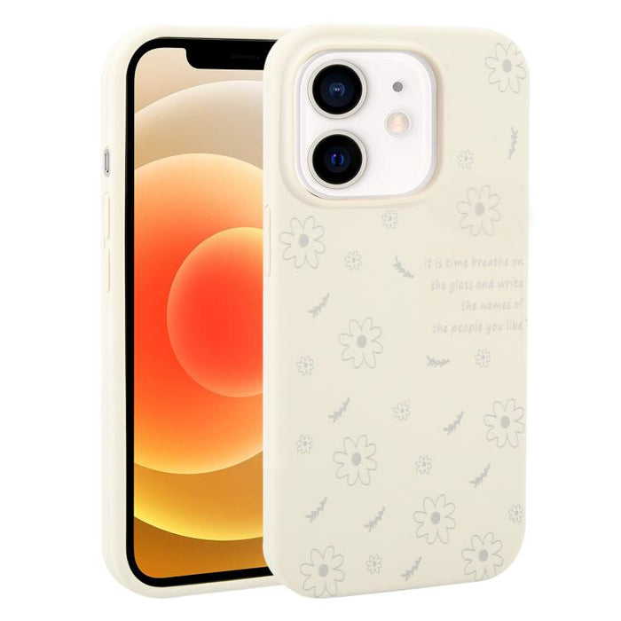 Funda de silicona líquida con estampado floral de margaritas y agujeros grandes para teléfono, For iPhone 13 Pro Max, For iPhone 13 Pro, For iPhone 13, For iPhone 12, For iPhone 12 Pro Max, For iPhone 12 Pro