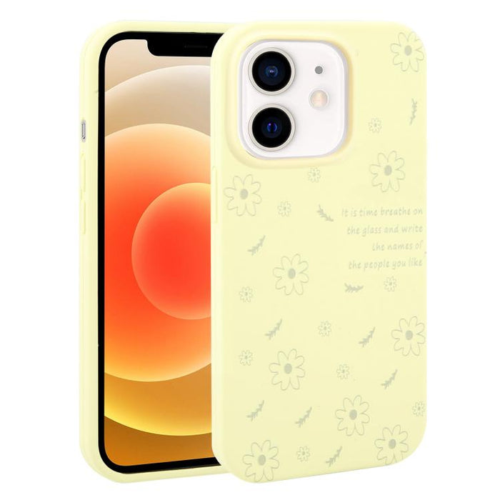 Funda de silicona líquida con estampado floral de margaritas y agujeros grandes para teléfono, For iPhone 13 Pro Max, For iPhone 13 Pro, For iPhone 13, For iPhone 12, For iPhone 12 Pro Max, For iPhone 12 Pro