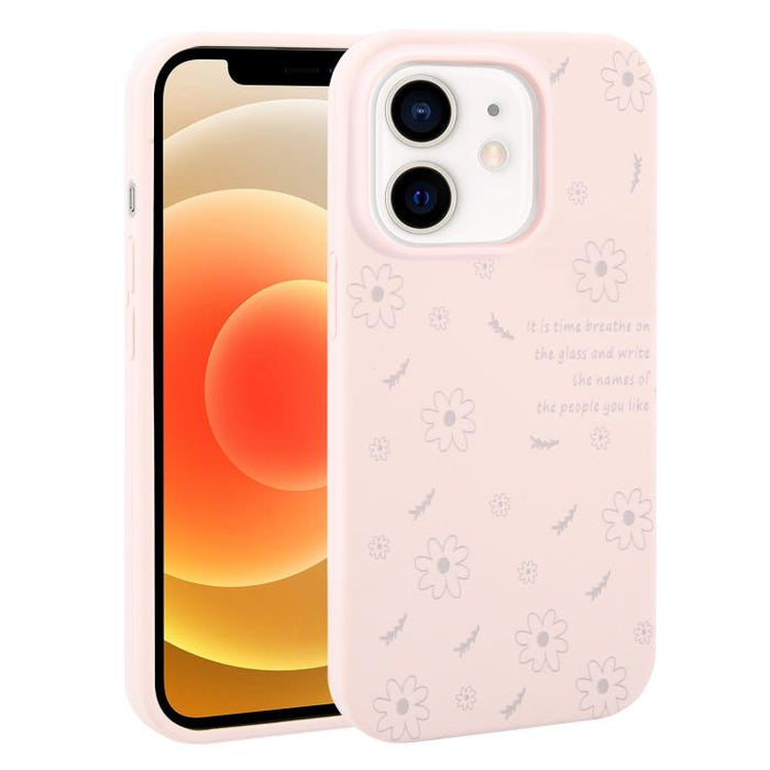 Funda de silicona líquida con estampado floral de margaritas y agujeros grandes para teléfono, For iPhone 13 Pro Max, For iPhone 13 Pro, For iPhone 13, For iPhone 12, For iPhone 12 Pro Max, For iPhone 12 Pro