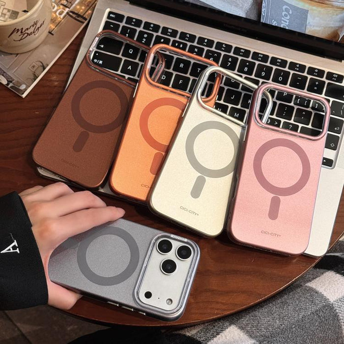 Funda magnética para teléfono CICI-CITY CH-65 con textura metálica y brillo a la luz de la luna, For iPhone 17 Pro Max, For iPhone 17 Pro, For iPhone 16 Pro Max, For iPhone 16 Pro, For iPhone 15 Pro Max, For iPhone 15 Pro