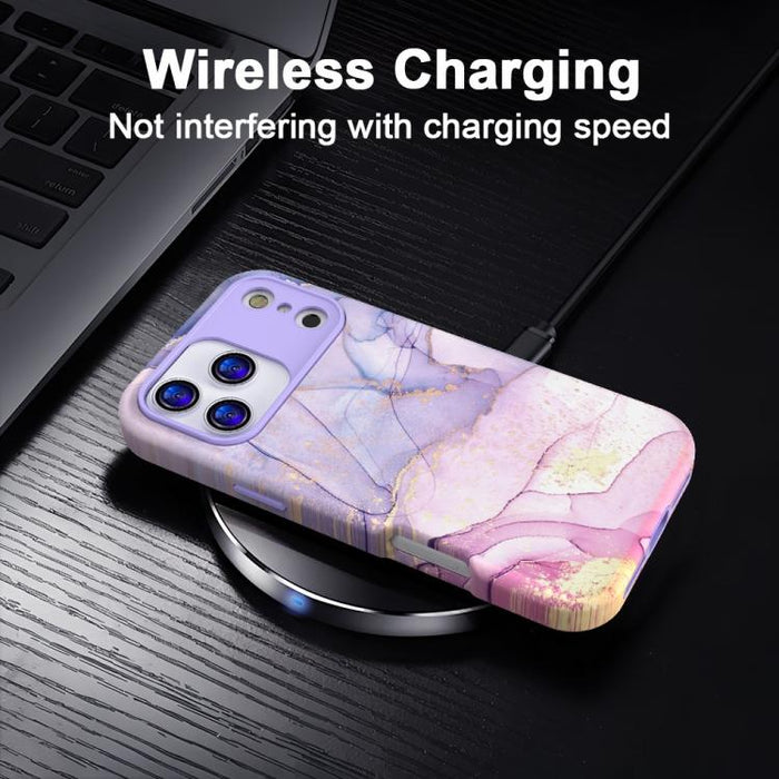 Funda para teléfono de PC + TPU con estampado de mármol mediante transferencia de agua, For iPhone 17 Pro Max, For iPhone 17 Pro, For iPhone 17, For iPhone Air, For iPhone 16 Pro Max, For iPhone 16 Pro, For iPhone 16 Plus, For iPhone 16                ...