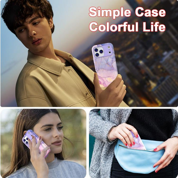 Funda para teléfono de PC + TPU con estampado de mármol mediante transferencia de agua, For iPhone 17 Pro Max, For iPhone 17 Pro, For iPhone 17, For iPhone Air, For iPhone 16 Pro Max, For iPhone 16 Pro, For iPhone 16 Plus, For iPhone 16                ...