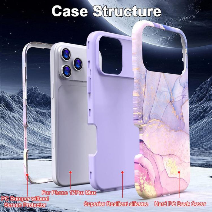 Funda para teléfono de PC + TPU con estampado de mármol mediante transferencia de agua, For iPhone 17 Pro Max, For iPhone 17 Pro, For iPhone 17, For iPhone Air, For iPhone 16 Pro Max, For iPhone 16 Pro, For iPhone 16 Plus, For iPhone 16                ...