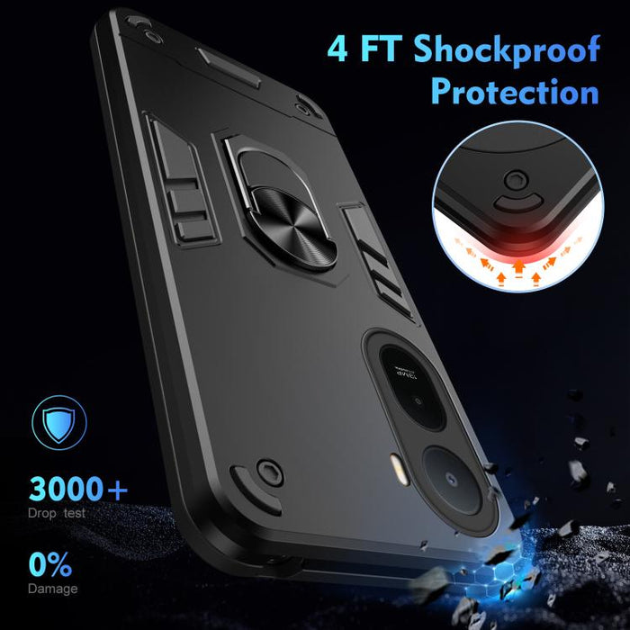 Funda para teléfono con soporte de anillo metálico a prueba de golpes, For Redmi A7 Pro 171mm / Poco C85x 5G, For Redmi Turbo 5 Max / Poco X8 Pro Max, For Redmi Turbo 5 5G / Poco X8 Pro 5G, For Redmi Note 15 Pro 4G Global 163.2mm
