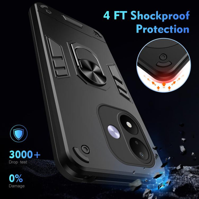Funda para teléfono con soporte de anillo metálico a prueba de golpes, For Redmi A7 Pro 171mm / Poco C85x 5G, For Redmi Turbo 5 Max / Poco X8 Pro Max, For Redmi Turbo 5 5G / Poco X8 Pro 5G, For Redmi Note 15 Pro 4G Global 163.2mm