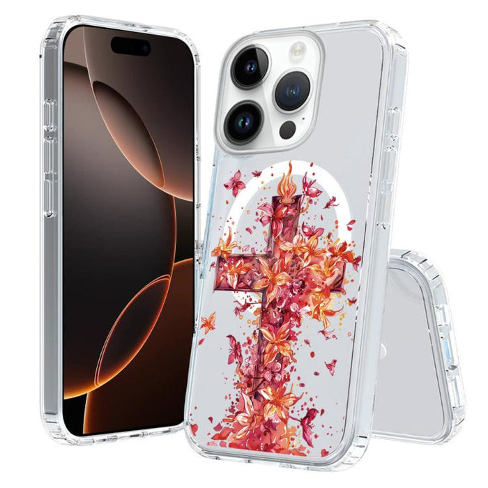 Funda magnética antigolpes para teléfono, TPU + PC con estampado de patrones, For iPhone 16 Pro, For iPhone 16 Plus, For iPhone 16