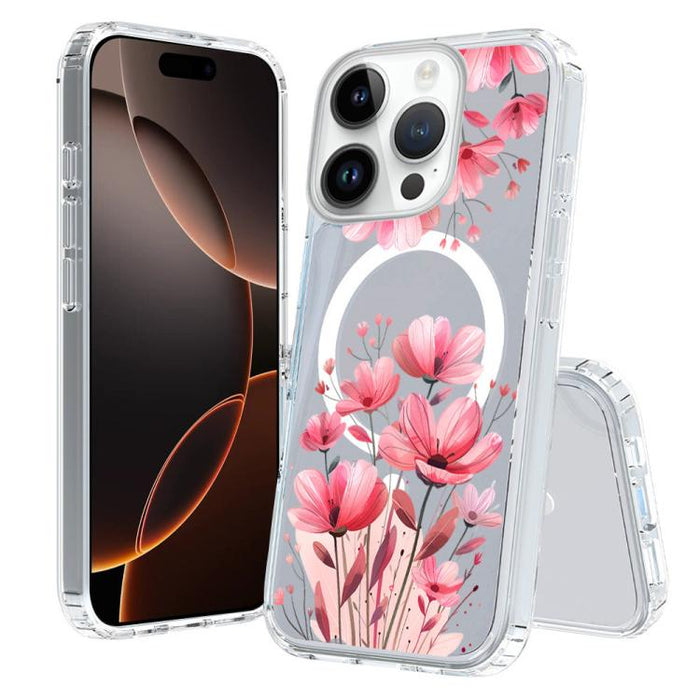 Funda magnética antigolpes para teléfono, TPU + PC con estampado de patrones, For iPhone 16 Pro, For iPhone 16 Plus, For iPhone 16