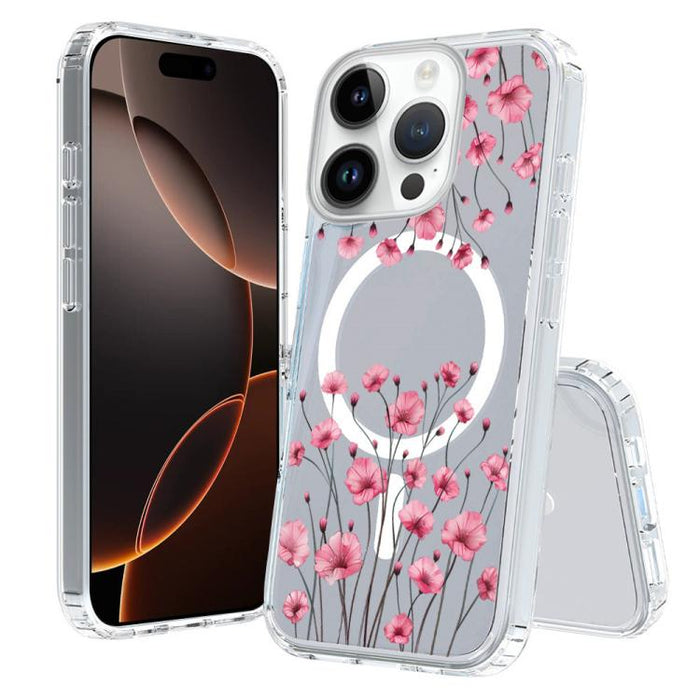 Funda magnética antigolpes para teléfono, TPU + PC con estampado de patrones, For iPhone 16 Pro, For iPhone 16 Plus, For iPhone 16