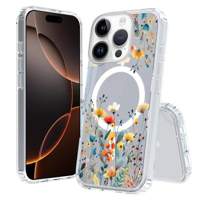 Funda magnética antigolpes para teléfono, TPU + PC con estampado de patrones, For iPhone 16 Pro, For iPhone 16 Plus, For iPhone 16