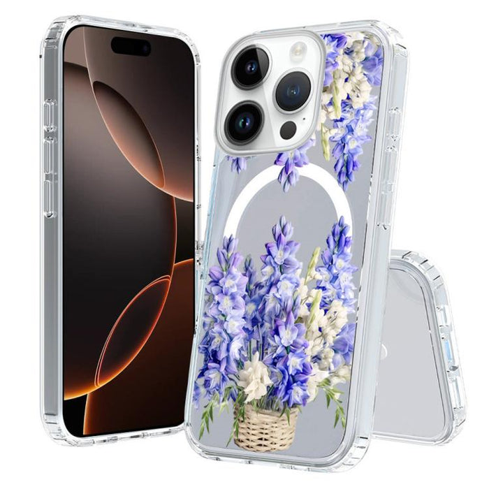 Funda magnética antigolpes para teléfono, TPU + PC con estampado de patrones, For iPhone 16 Pro, For iPhone 16 Plus, For iPhone 16