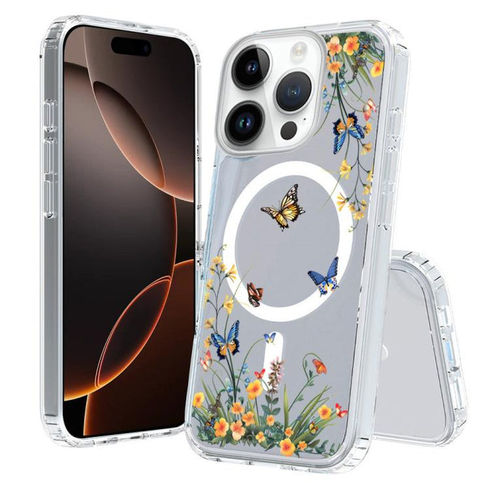 Funda magnética antigolpes para teléfono, TPU + PC con estampado de patrones, For iPhone 16 Pro, For iPhone 16 Plus, For iPhone 16