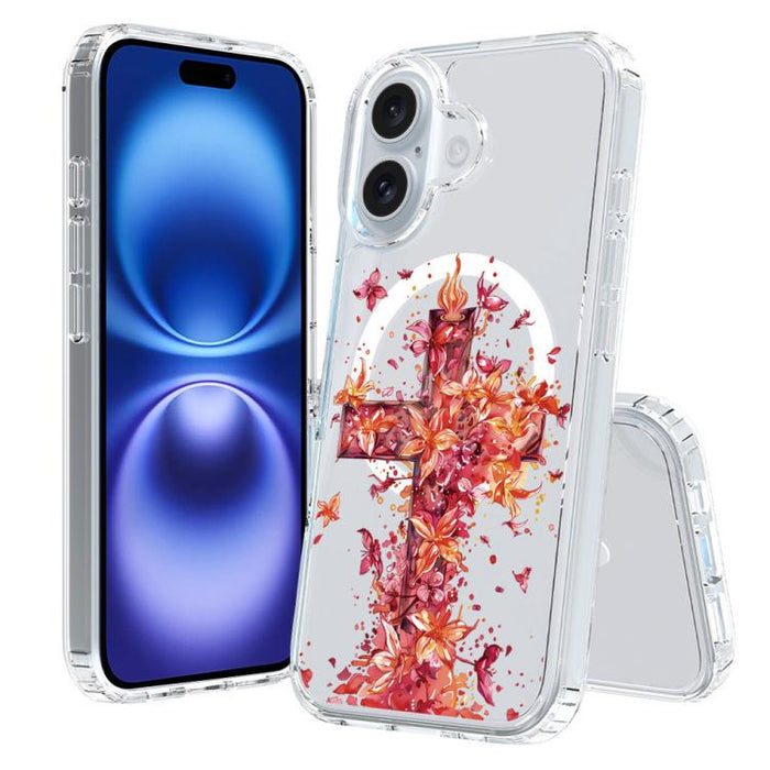 Funda magnética antigolpes para teléfono, TPU + PC con estampado de patrones, For iPhone 16 Pro, For iPhone 16 Plus, For iPhone 16