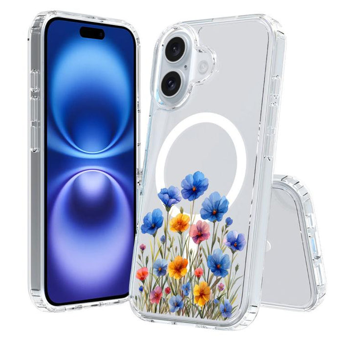 Funda magnética antigolpes para teléfono, TPU + PC con estampado de patrones, For iPhone 16 Pro, For iPhone 16 Plus, For iPhone 16