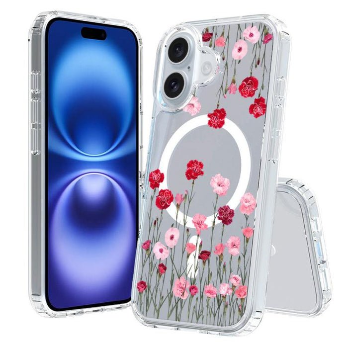 Funda magnética antigolpes para teléfono, TPU + PC con estampado de patrones, For iPhone 16 Pro, For iPhone 16 Plus, For iPhone 16