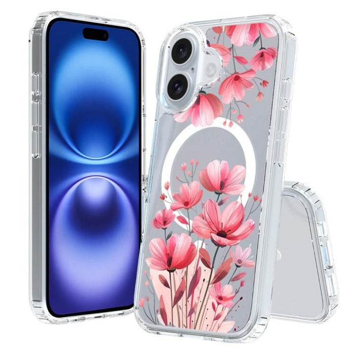 Funda magnética antigolpes para teléfono, TPU + PC con estampado de patrones, For iPhone 16 Pro, For iPhone 16 Plus, For iPhone 16
