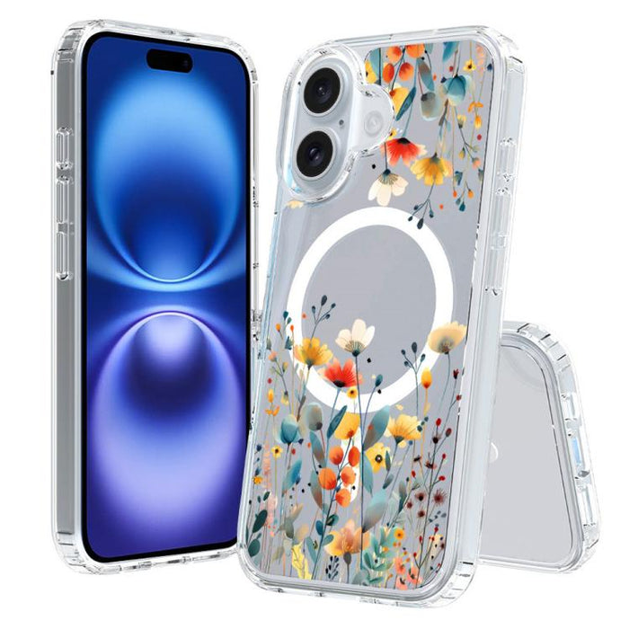 Funda magnética antigolpes para teléfono, TPU + PC con estampado de patrones, For iPhone 16 Pro, For iPhone 16 Plus, For iPhone 16