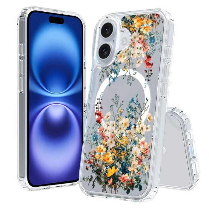 Funda magnética antigolpes para teléfono, TPU + PC con estampado de patrones, For iPhone 16 Pro, For iPhone 16 Plus, For iPhone 16