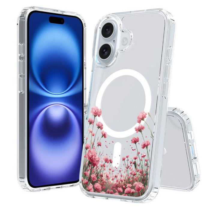 Funda magnética antigolpes para teléfono, TPU + PC con estampado de patrones, For iPhone 16 Pro, For iPhone 16 Plus, For iPhone 16