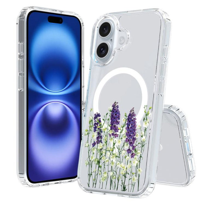 Funda magnética antigolpes para teléfono, TPU + PC con estampado de patrones, For iPhone 16 Pro, For iPhone 16 Plus, For iPhone 16