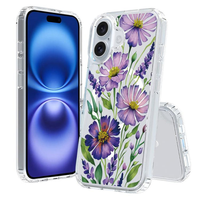 Funda magnética antigolpes para teléfono, TPU + PC con estampado de patrones, For iPhone 16 Pro, For iPhone 16 Plus, For iPhone 16