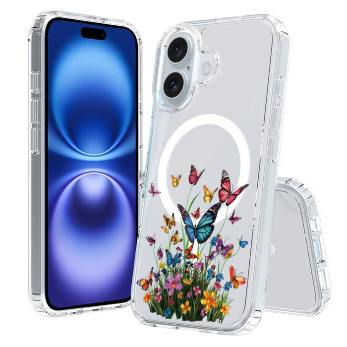 Funda magnética antigolpes para teléfono, TPU + PC con estampado de patrones, For iPhone 16 Pro, For iPhone 16 Plus, For iPhone 16