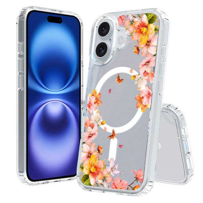 Funda magnética antigolpes para teléfono, TPU + PC con estampado de patrones, For iPhone 16 Pro, For iPhone 16 Plus, For iPhone 16