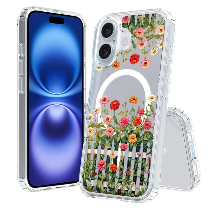 Funda magnética antigolpes para teléfono, TPU + PC con estampado de patrones, For iPhone 16 Pro, For iPhone 16 Plus, For iPhone 16