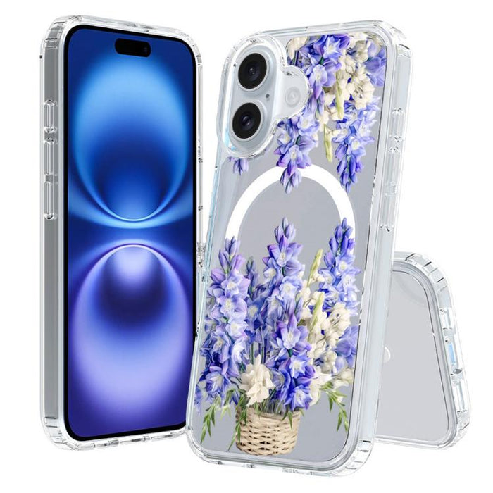 Funda magnética antigolpes para teléfono, TPU + PC con estampado de patrones, For iPhone 16 Pro, For iPhone 16 Plus, For iPhone 16