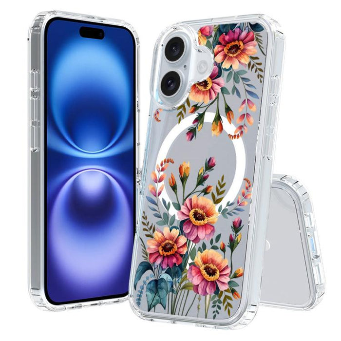 Funda magnética antigolpes para teléfono, TPU + PC con estampado de patrones, For iPhone 16 Pro, For iPhone 16 Plus, For iPhone 16