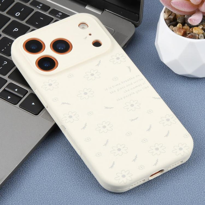 Funda de silicona líquida con estampado floral de margaritas y orificios de precisión para teléfono, For iPhone 13 Pro Max, For iPhone 13 Pro, For iPhone 13, For iPhone 12, For iPhone 12 Pro Max, For iPhone 12 Pro