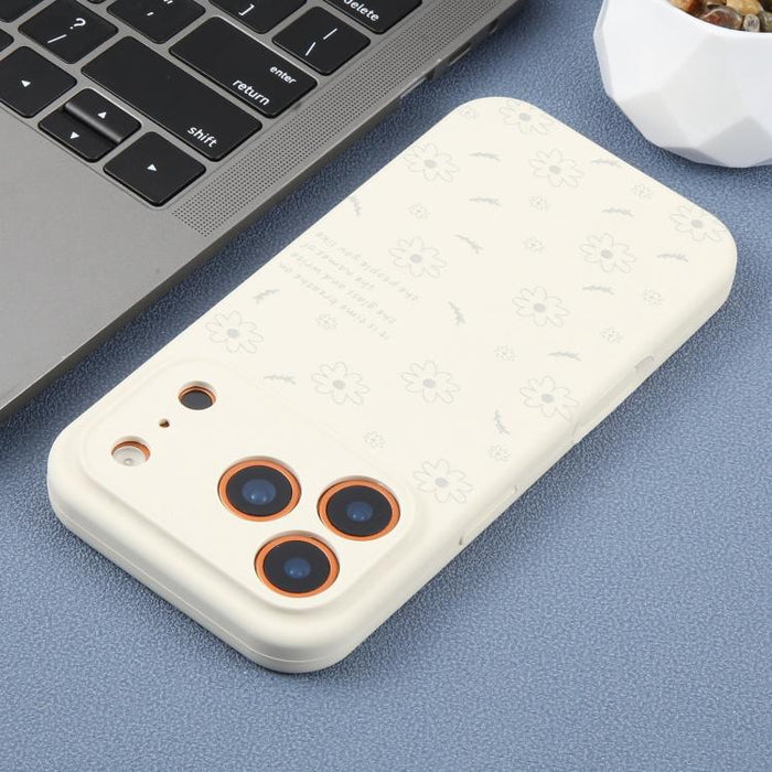 Funda de silicona líquida con estampado floral de margaritas y orificios de precisión para teléfono, For iPhone 13 Pro Max, For iPhone 13 Pro, For iPhone 13, For iPhone 12, For iPhone 12 Pro Max, For iPhone 12 Pro