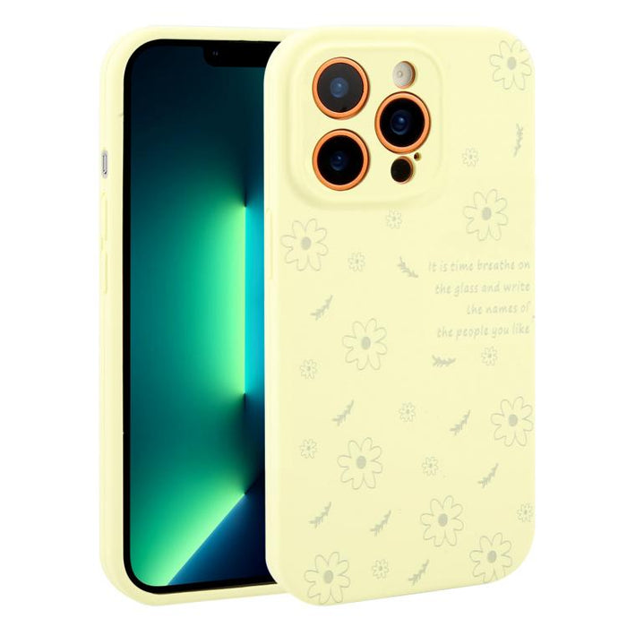 Funda de silicona líquida con estampado floral de margaritas y orificios de precisión para teléfono, For iPhone 13 Pro Max, For iPhone 13 Pro, For iPhone 13, For iPhone 12, For iPhone 12 Pro Max, For iPhone 12 Pro