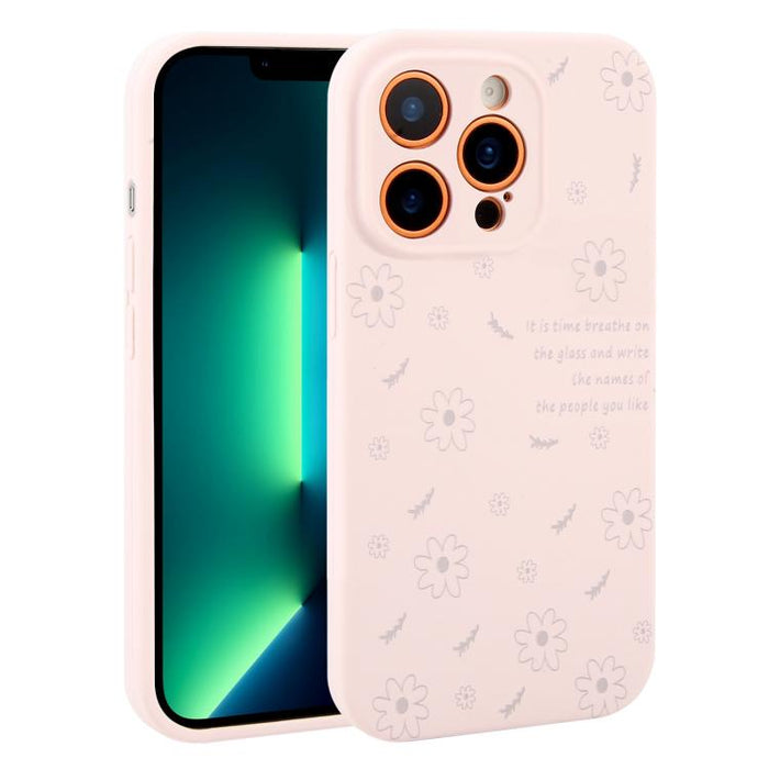 Funda de silicona líquida con estampado floral de margaritas y orificios de precisión para teléfono, For iPhone 13 Pro Max, For iPhone 13 Pro, For iPhone 13, For iPhone 12, For iPhone 12 Pro Max, For iPhone 12 Pro
