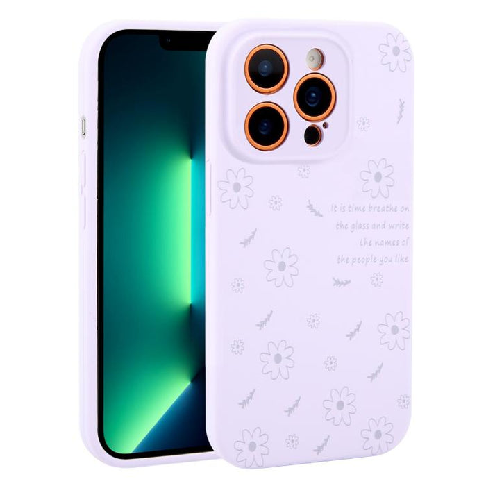 Funda de silicona líquida con estampado floral de margaritas y orificios de precisión para teléfono, For iPhone 13 Pro Max, For iPhone 13 Pro, For iPhone 13, For iPhone 12, For iPhone 12 Pro Max, For iPhone 12 Pro