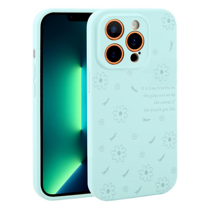 Funda de silicona líquida con estampado floral de margaritas y orificios de precisión para teléfono, For iPhone 13 Pro Max, For iPhone 13 Pro, For iPhone 13, For iPhone 12, For iPhone 12 Pro Max, For iPhone 12 Pro