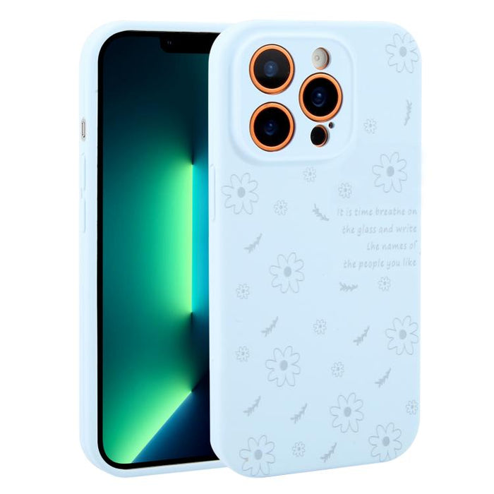 Funda de silicona líquida con estampado floral de margaritas y orificios de precisión para teléfono, For iPhone 13 Pro Max, For iPhone 13 Pro, For iPhone 13, For iPhone 12, For iPhone 12 Pro Max, For iPhone 12 Pro