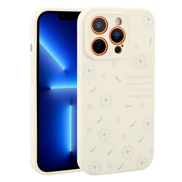 Funda de silicona líquida con estampado floral de margaritas y orificios de precisión para teléfono, For iPhone 13 Pro Max, For iPhone 13 Pro, For iPhone 13, For iPhone 12, For iPhone 12 Pro Max, For iPhone 12 Pro
