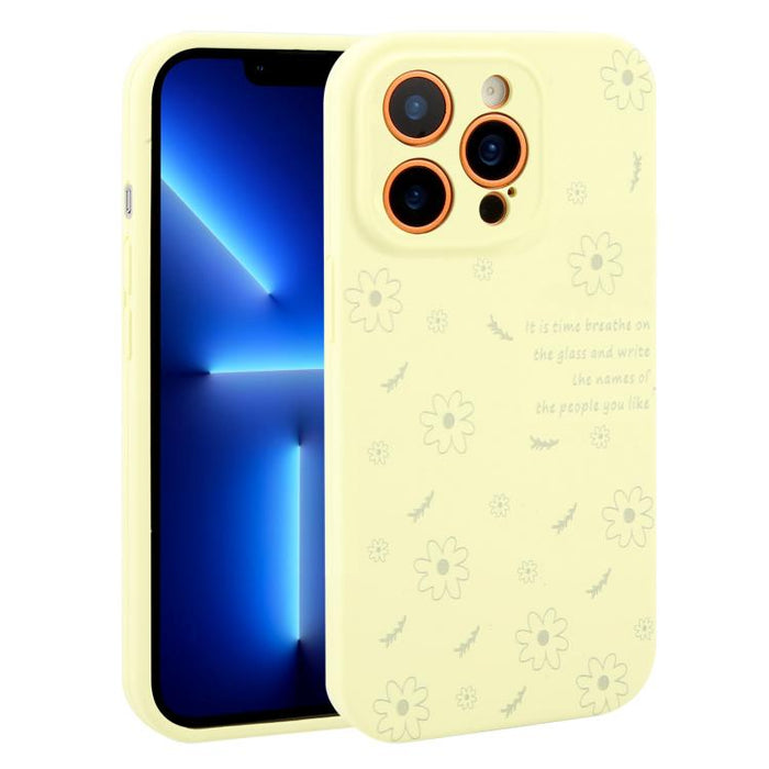 Funda de silicona líquida con estampado floral de margaritas y orificios de precisión para teléfono, For iPhone 13 Pro Max, For iPhone 13 Pro, For iPhone 13, For iPhone 12, For iPhone 12 Pro Max, For iPhone 12 Pro