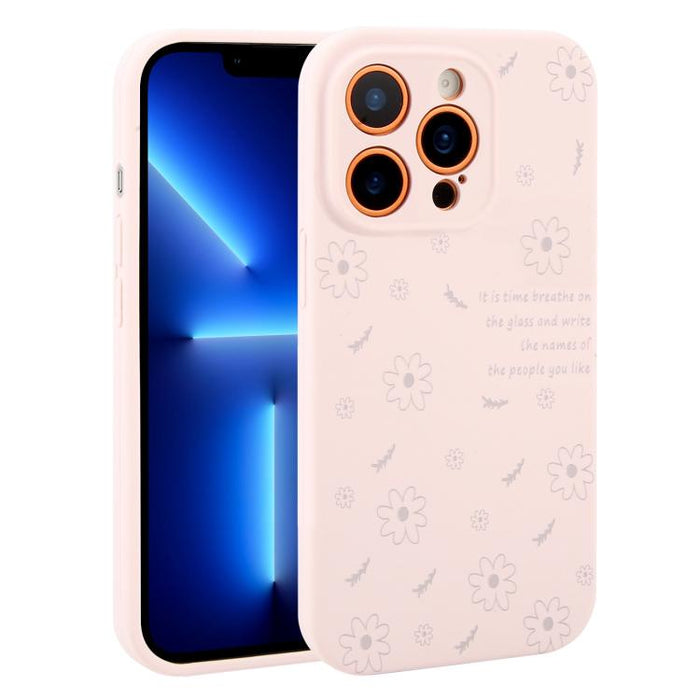 Funda de silicona líquida con estampado floral de margaritas y orificios de precisión para teléfono, For iPhone 13 Pro Max, For iPhone 13 Pro, For iPhone 13, For iPhone 12, For iPhone 12 Pro Max, For iPhone 12 Pro